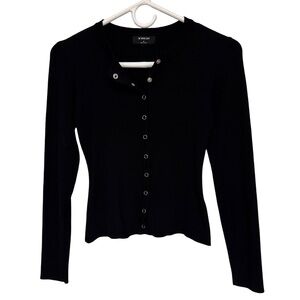 The Workshop Republic Clothing Black Button-Down Sweater Stretchy Women’s Medium